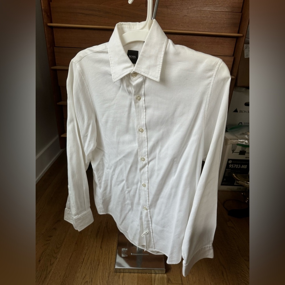 Hugo Boss button up soft white cotton shirt vintage from 2000